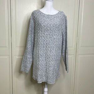 J. Jill Women’s Long Sleeve Crewneck Pull Over Merled Grey Tunic Sweater Size XL